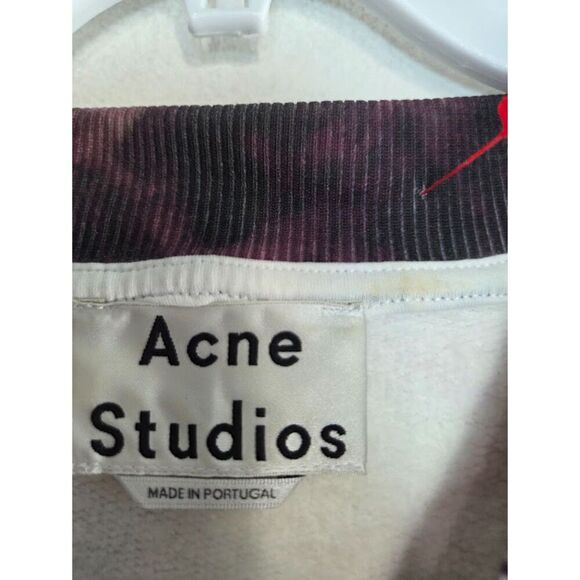 ACNE Studios Women Red Blue White "Yana Oil" Cotton Sweatshirt size X-Small - Picture 7 of 12